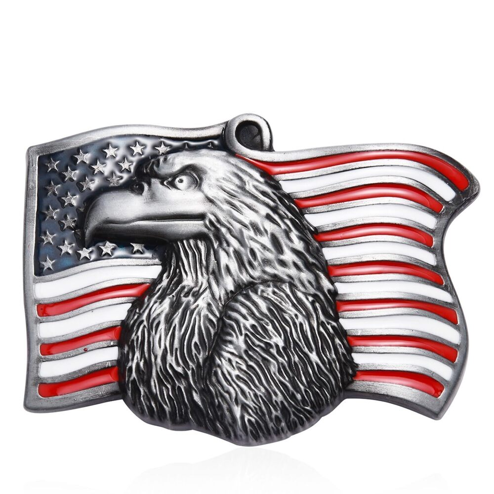 8121 Western Belt Buckle , Eagle Head American Flag Patriotic Belt